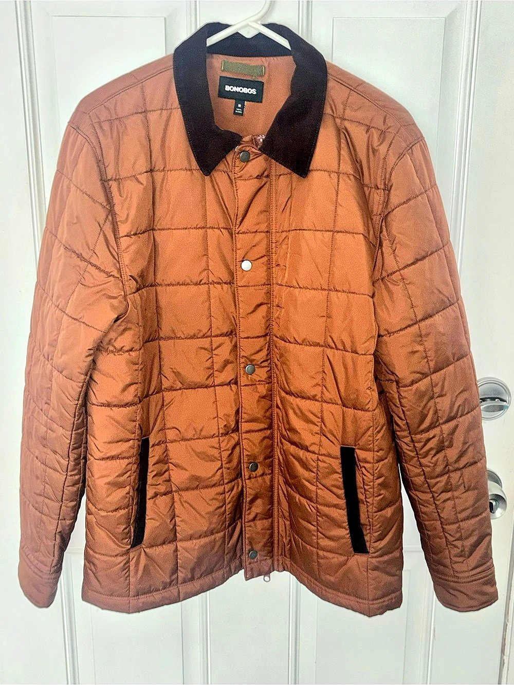 Bonobos Men’s Utility Barn Jacket Quilted Brown Corduroy Collar Medium - NWOT